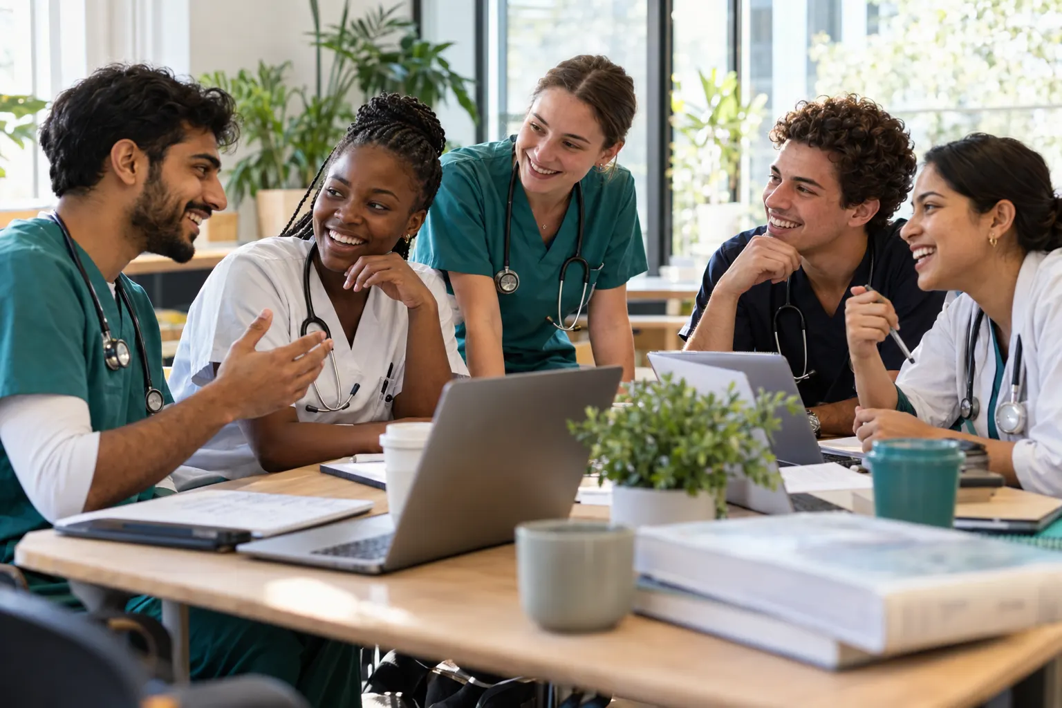 Medical students and community health workers working together